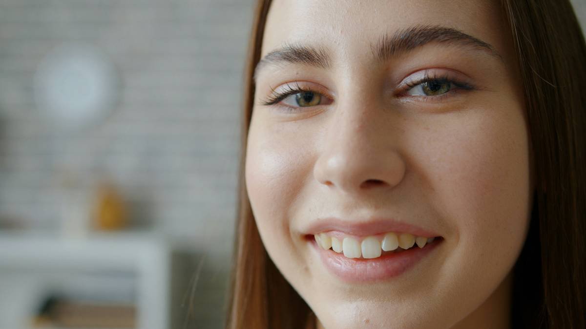 close-up of irritation free sensitive skin makeup work showing even coverage without redness or flaking
