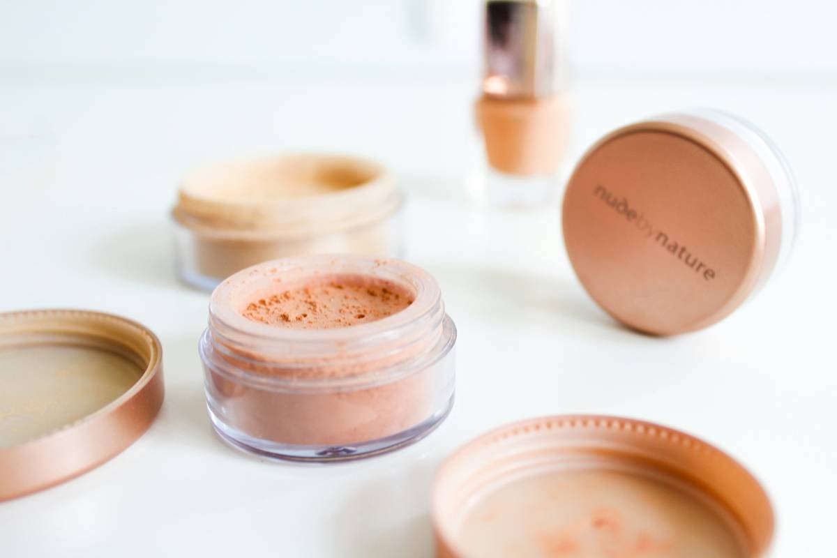 Close-up of model’s face showing flawless lightweight makeup for sensitive skin with no redness or irritation